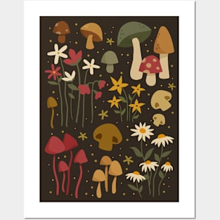 Forest herbs mushrooms, Goblincore aesthetic, Cottagecore, Retro print, Flower market, Botanical Posters and Art